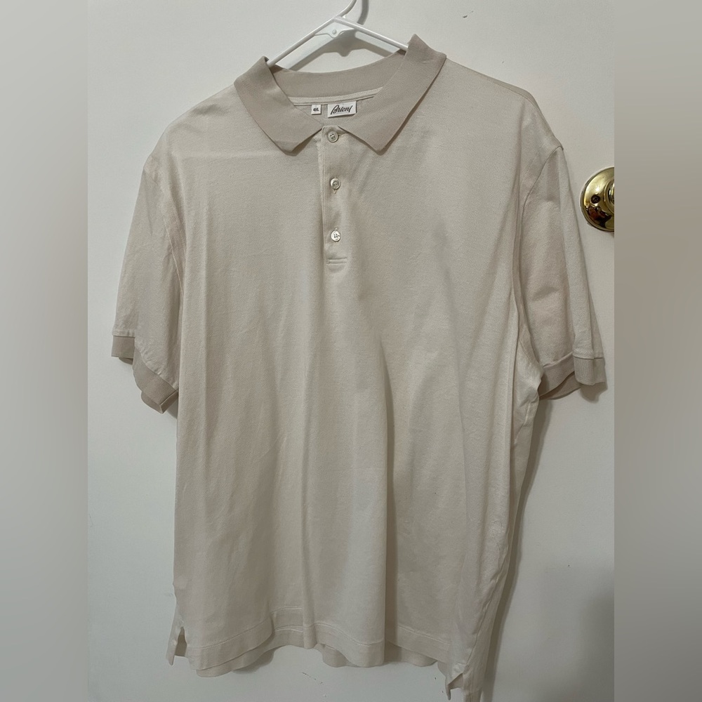Brioni Light Beige Polo with Contrast Trim